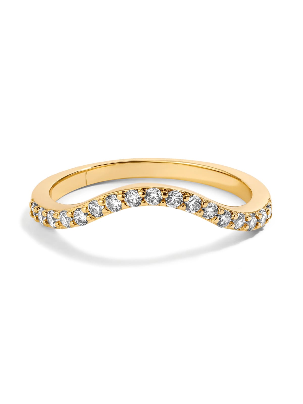 Elegantní prsten s diamanty zasazenými v vlnovém designu
